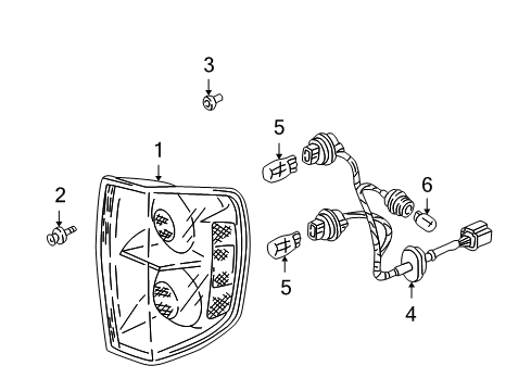 2008 Honda Pilot Bulbs Lamp Unit, R. Tail Diagram for 33501-S9V-A11