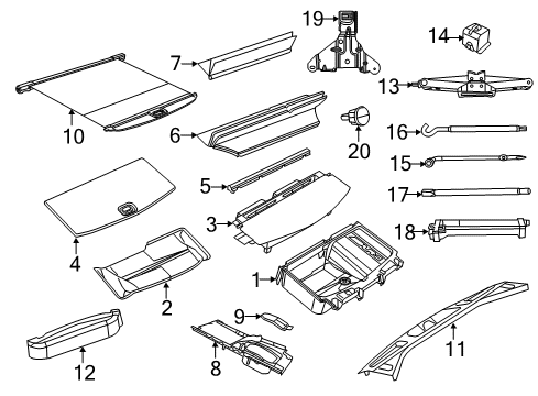 2020 Dodge Durango Interior Trim - Rear Body Bracket-Tool Hold Down Diagram for 68066452AF