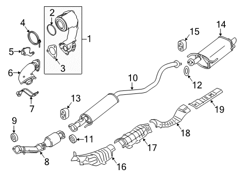 2017 Nissan Juke Exhaust Components Three Way Catalytic Converter Diagram for 208A2-BV90A