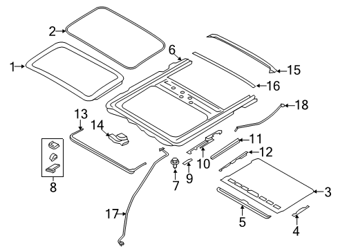 2015 BMW X4 Sunroof Glass Cover Diagram for 54107342170