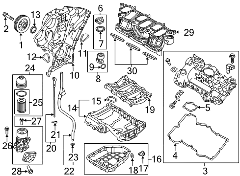 2018 Hyundai Santa Fe Engine Parts, Mounts, Cylinder Head & Valves, Camshaft & Timing, Oil Pan, Oil Pump, Crankshaft & Bearings, Pistons, Rings & Bearings, Variable Valve Timing Bolt Diagram for 2151635710