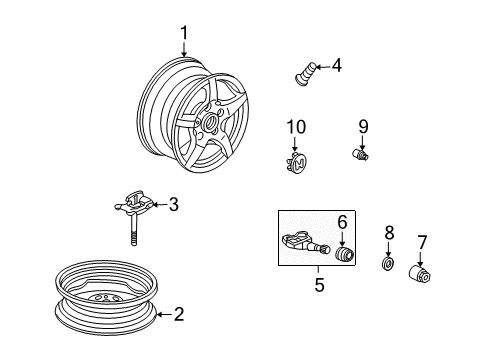 2008 Honda S2000 Tire Pressure Monitoring Disk, Wheel (16X4T) (Ring Techs) Diagram for 42700-S2A-013