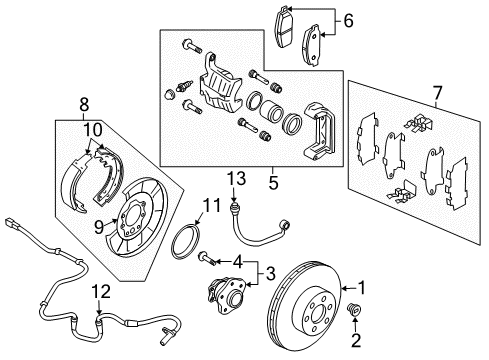 2007 Nissan Murano Anti-Lock Brakes Sensor Assembly-Anti SKID, Front RH Diagram for 47910-CA000