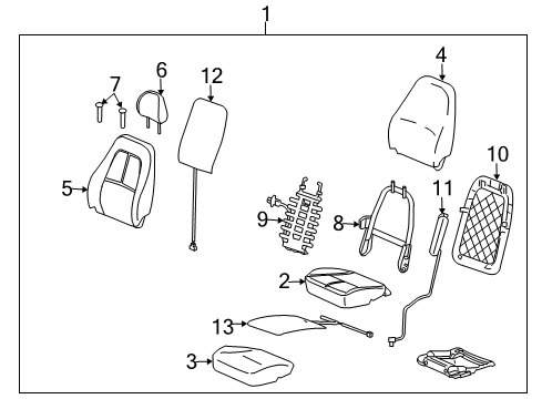 2008 Saturn Vue Heated Seats Pad Asm, Driver Seat Cushion Diagram for 96844758