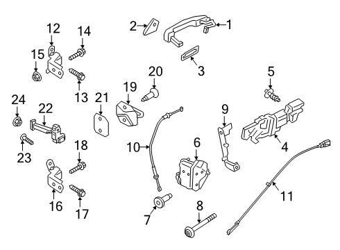 2020 Ford Ranger Rear Door Bezel Gasket Diagram for JB3Z-2122444-A