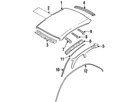 1993 Nissan Altima Roof & Components WEATHERSTRIP-Roof Drip, L Diagram for 76843-0E700