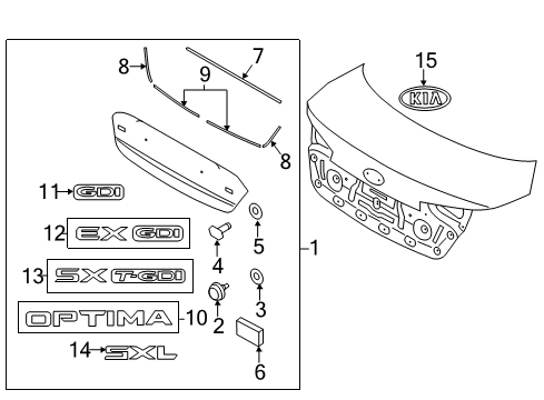 2015 Kia Optima Exterior Trim - Trunk Lid Sealing-Rubber Diagram for 92569-21170
