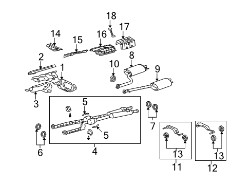 2012 Lexus LS460 Exhaust Components, Exhaust Manifold Exhaust Pipe Stay Diagram for 17541-0C020