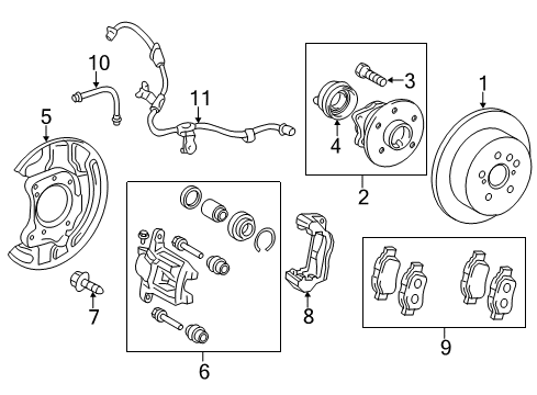 2013 Scion tC Rear Brakes Mount Bracket Diagram for 47821-21030