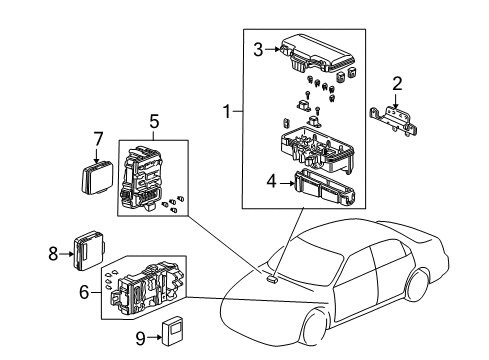 2001 Honda Accord Electrical Components Box Assembly, Fuse (Passenger Side) Diagram for 38210-S82-A21