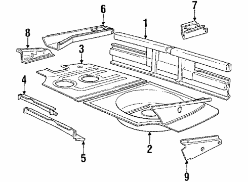 1988 BMW 635CSi Rear Body Floor Panel Trunk Lateral Diagram for 41001930967
