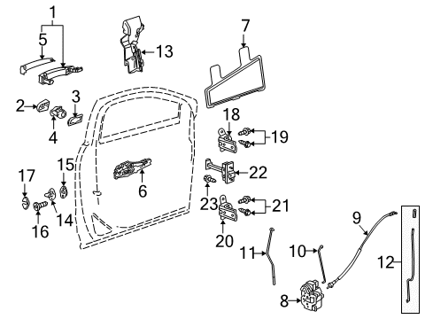 2010 Cadillac SRX Front Door Latch Diagram for 13579520