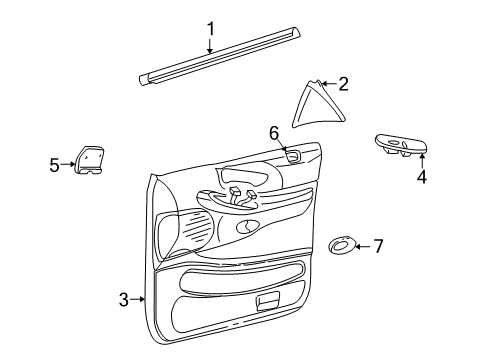 2002 Lincoln Blackwood Interior Trim - Front Door Belt Weatherstrip Diagram for YL3Z-1621457-AA