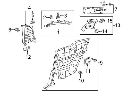 2021 Lexus LC500 Interior Trim - Quarter Panels GARNISH Assembly, Ctr Pi Diagram for 62420-11020-E4