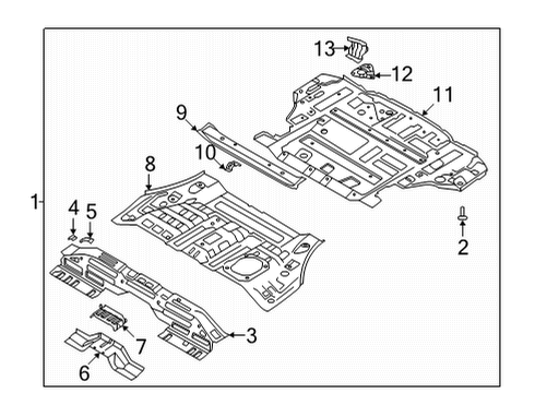 2022 Hyundai Santa Fe Rear Floor & Rails REINF-RR Floor Back, LH Diagram for 65652-S1500