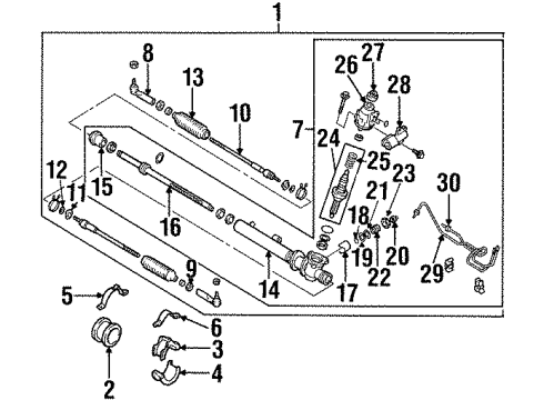 1999 Infiniti Q45 Steering Column & Wheel, Steering Gear & Linkage Power Steering Gear & Linkage Assembly Diagram for 49001-6P110