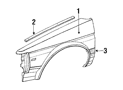 1990 Toyota Tercel Fender & Components MOULDING, Front Fender Diagram for 75615-16030