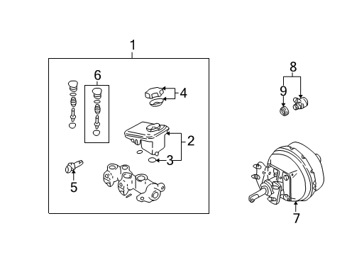 2000 Pontiac Sunfire Hydraulic System Cylinder Asm, Brake Master Diagram for 18042801