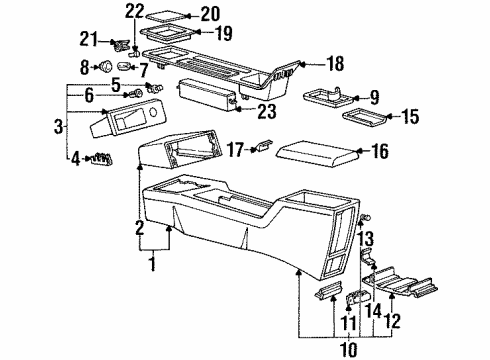 1992 Oldsmobile Achieva Floor Console Retainer Asm-Cigarette Lighter Housing Diagram for 14103729