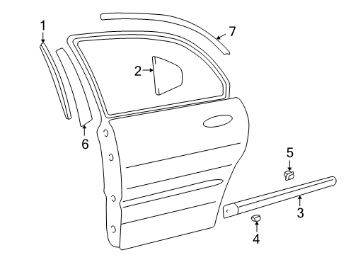 2003 Kia Optima Exterior Trim - Rear Door MOULDING Assembly-Rear Door Diagram for 877323C200XX