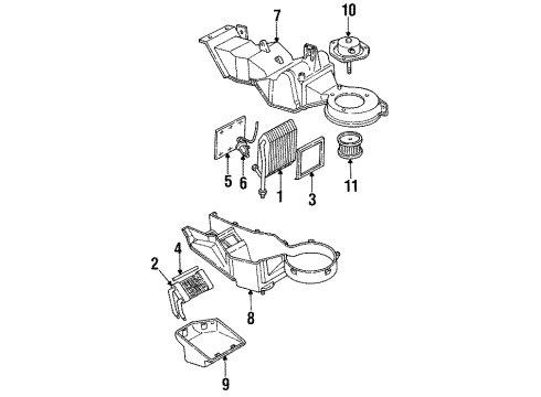 1993 GMC C2500 Suburban A/C Evaporator & Heater Components Filter, A/C Evaporator Air Diagram for 52456637