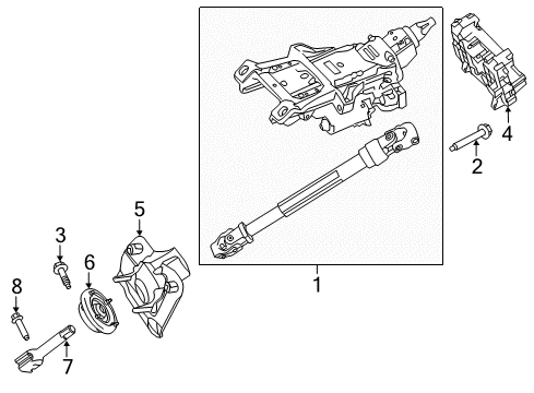 2011 Ford Edge Steering Column & Wheel, Steering Gear & Linkage Column Assembly Diagram for BT4Z-3C529-A