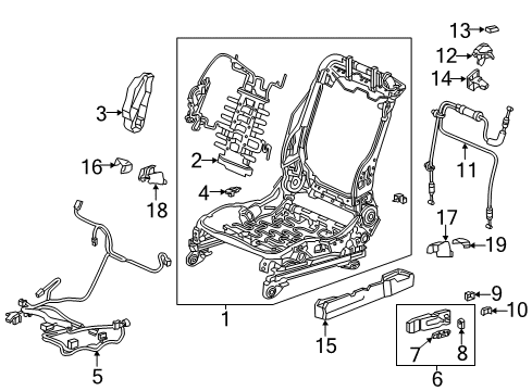 2015 Honda Accord Power Seats Msc Switch Unit Assembly Diagram for 81650-T2F-A52ZA