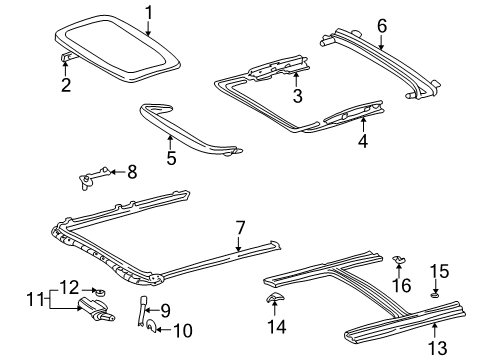 1999 Toyota Solara Sunroof Sunroof Glass Diagram for 63201-08010