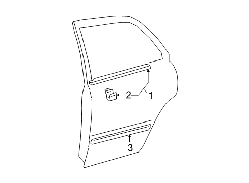 2002 Toyota Camry Exterior Trim - Rear Door Body Side Molding Diagram for 75742-AA908