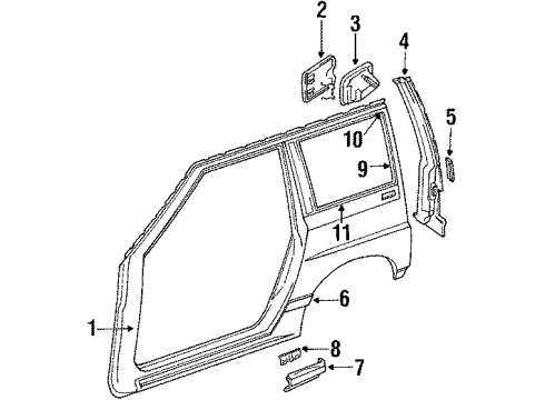 1991 Geo Tracker Quarter Panel & Components, Exterior Trim Housing, Fuel Tank Filler Door Hinge Diagram for 96058900