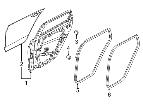2020 Hyundai Elantra GT Rear Door Weatherstrip Assembly-Rear Door Side LH Diagram for 83130-G3000