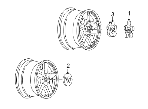 2003 Chevrolet Corvette Wheel Covers & Trim Wheel Trim CAP Diagram for 9593802