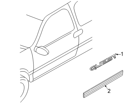 1999 Nissan Quest Exterior Trim - Front Door MOULDING Assembly Front Door LH Diagram for 80871-2Z510