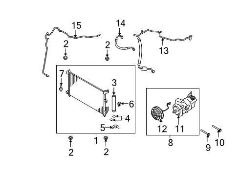 2011 Nissan Versa A/C Condenser, Compressor & Lines Compressor - Cooler Diagram for 92600-1U60A