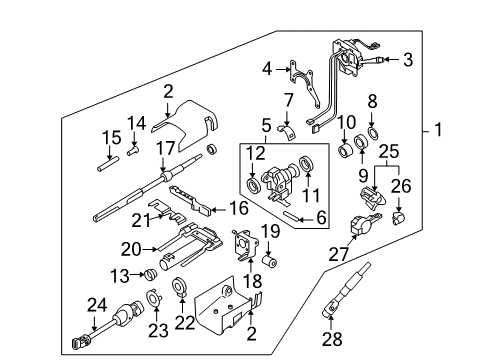 2009 Hummer H3T Steering Column Assembly, Housing & Components, Steering Gear & Linkage, Steering Wheel & Trim Bearing-Steering Shaft Upper Diagram for 20906502