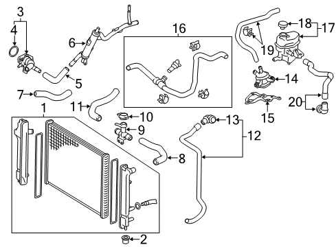 2014 Toyota Prius C Radiator & Components Radiator Hose Diagram for 16572-21071