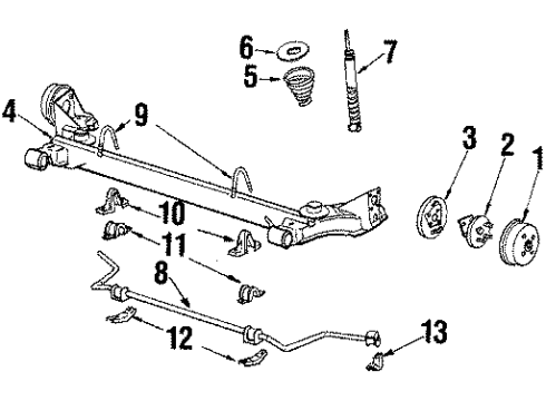 1984 Oldsmobile Firenza Rear Axle, Stabilizer Bar, Suspension Components Plate, Rear Brake Backing Diagram for 18010031