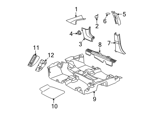 2007 Dodge Caliber Interior Trim - Pillars, Rocker & Floor Panel-A Pillar Diagram for YD77DW1AF