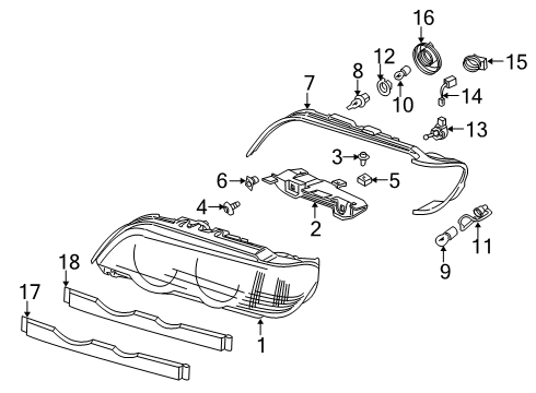 2004 BMW X5 Headlamps Headlight Front Right Diagram for 63117166818