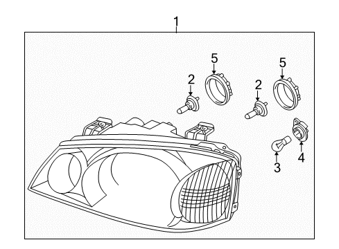 2002 Kia Optima Headlamps Driver Side Headlight Assembly Diagram for 921013C050