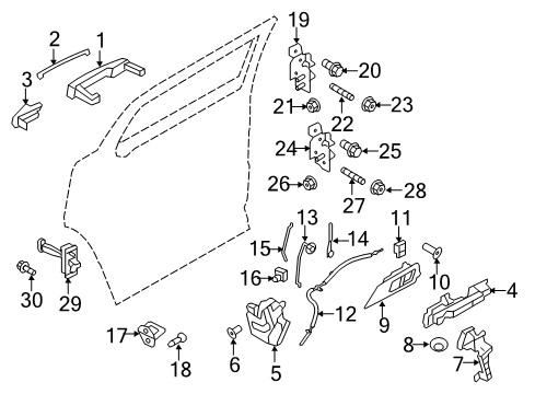 2011 Lincoln MKT Rear Door Cable Diagram for AE9Z-74266A46-A