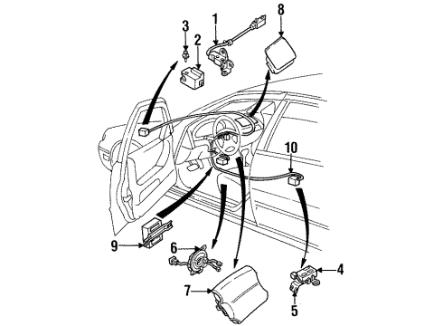 1994 Nissan Altima Air Bag Components Sensor-Air Bag, Front Center Diagram for J8581-1E400