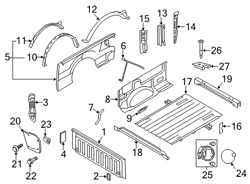 2013 Ford F-150 Front & Side Panels Upper Molding Hook Diagram for 7A2Z-8300064-AA