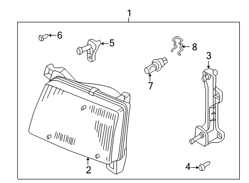 1998 Nissan Frontier Bulbs Driver Side Headlight Assembly Diagram for 26060-3S525