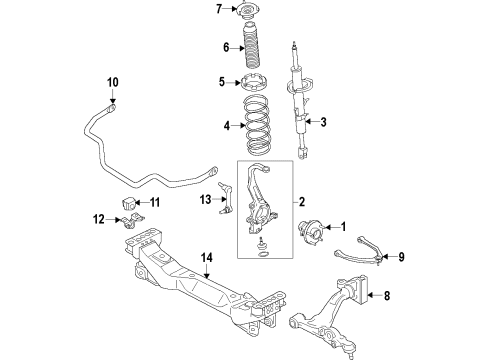 2020 Nissan GT-R Front Suspension Components, Lower Control Arm, Upper Control Arm, Stabilizer Bar Shock Absorber Kit-Front Diagram for E6111-6HT0A