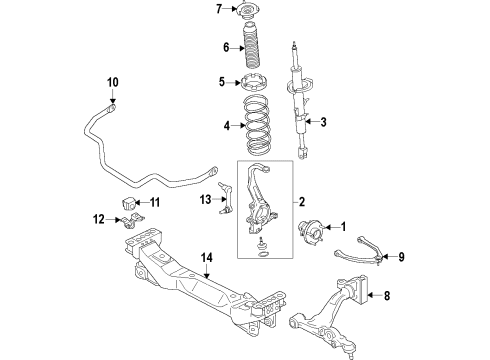 2020 Nissan GT-R Front Suspension Components, Lower Control Arm, Upper Control Arm, Stabilizer Bar Shock Absorber Kit-Front Diagram for E6110-6HT0B