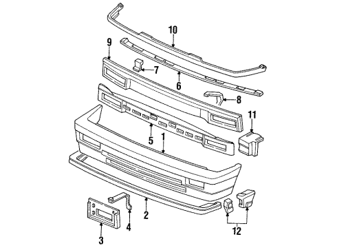 1988 Honda Civic Front Bumper Cap, License Plate Diagram for 90672-SB3-661