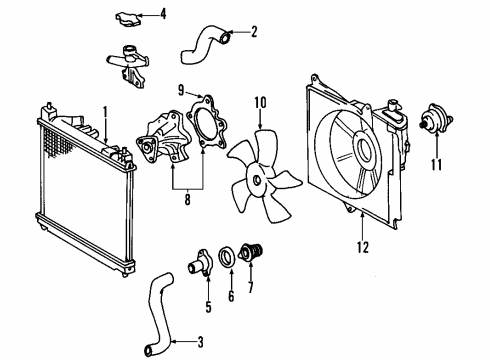 2004 Toyota Echo Door & Components Motor, Cooling Fan Diagram for 16363-0D110