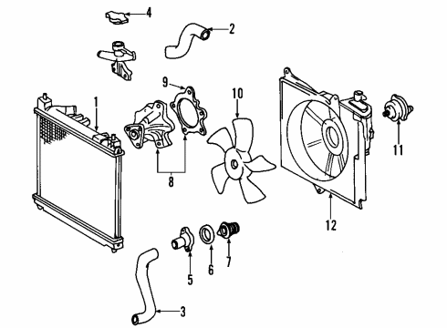 2004 Toyota Echo Door & Components Water Pump Diagram for 16100-29157-83