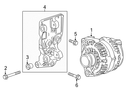 2021 GMC Canyon Alternator Mount Bracket Diagram for 24590383